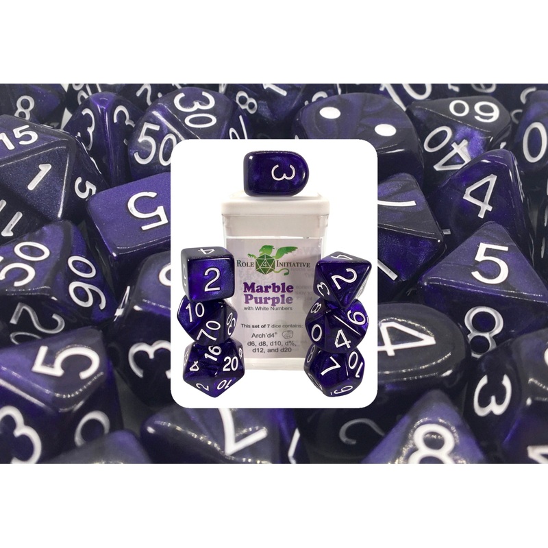 Marble Purple Dice - Set of 7 w/ Arch'd4