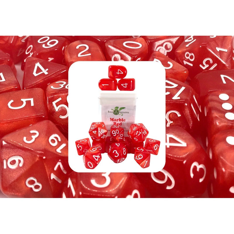 Marble Red Dice - Set of 15 w/ Arch'd4