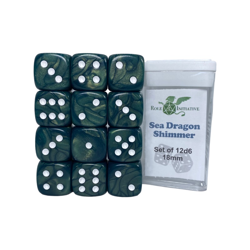 Sea Dragon Shimmer Dice - Set of 12d6 pips 18mm