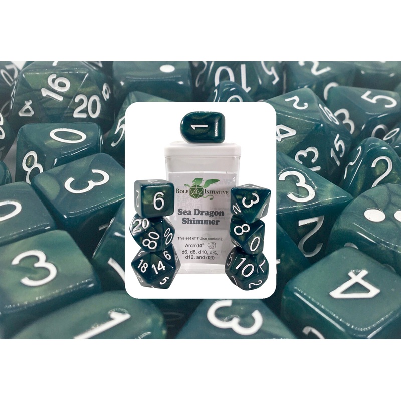 Sea Dragon Shimmer Dice - Set of 7 w/ Arch'd4