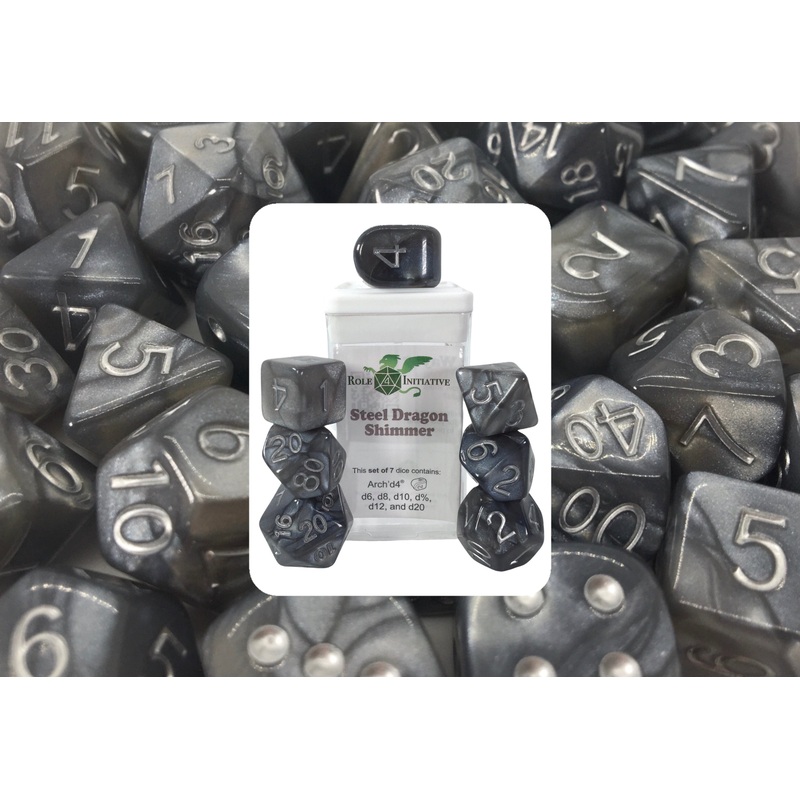 Steel Dragon Shimmer Dice - Set of 7 w/ Arch'd4