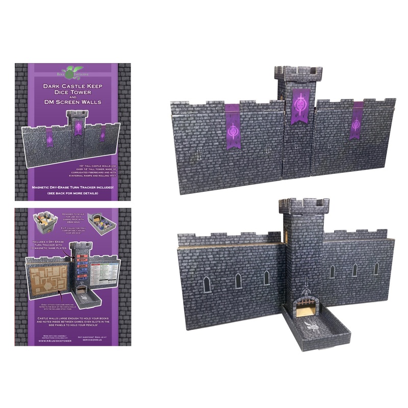 Dark Castle Keep Dice Tower, 2 Castle Wall DM Screens & Turn Tracker
