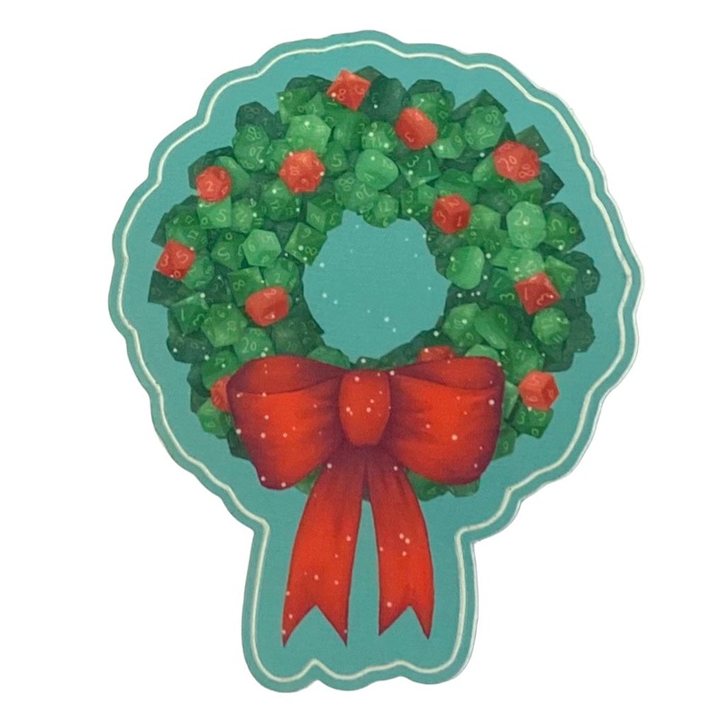Holly Jolly Dice Wreath Sticker