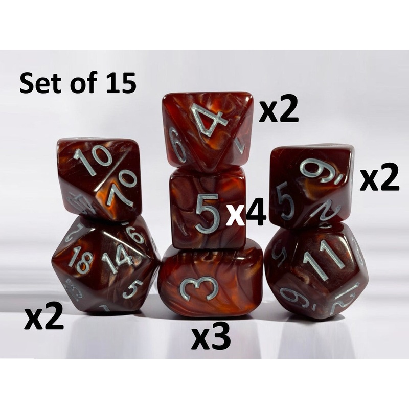 Marble Maroon Dice - Set of 15 w/ Arch'd4