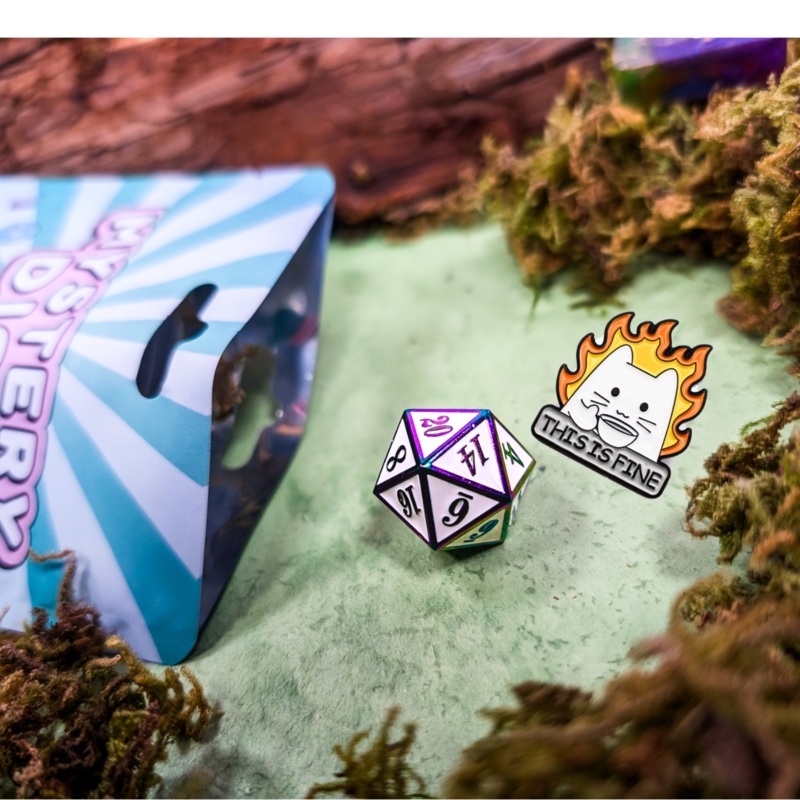 Mystery Metal D20 & Pin
