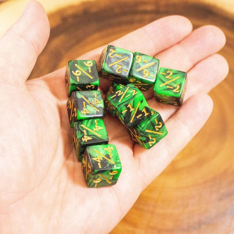 Green and Black Galaxy Counter Dice
