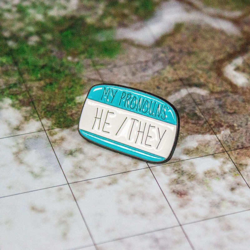 'My pronouns are...' He/They Enamel Pin
