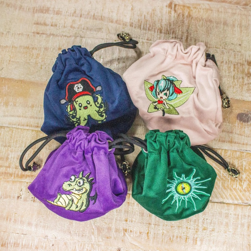 Plush Dice Bags Fits up to 20 Sets of Polyhedral Dice