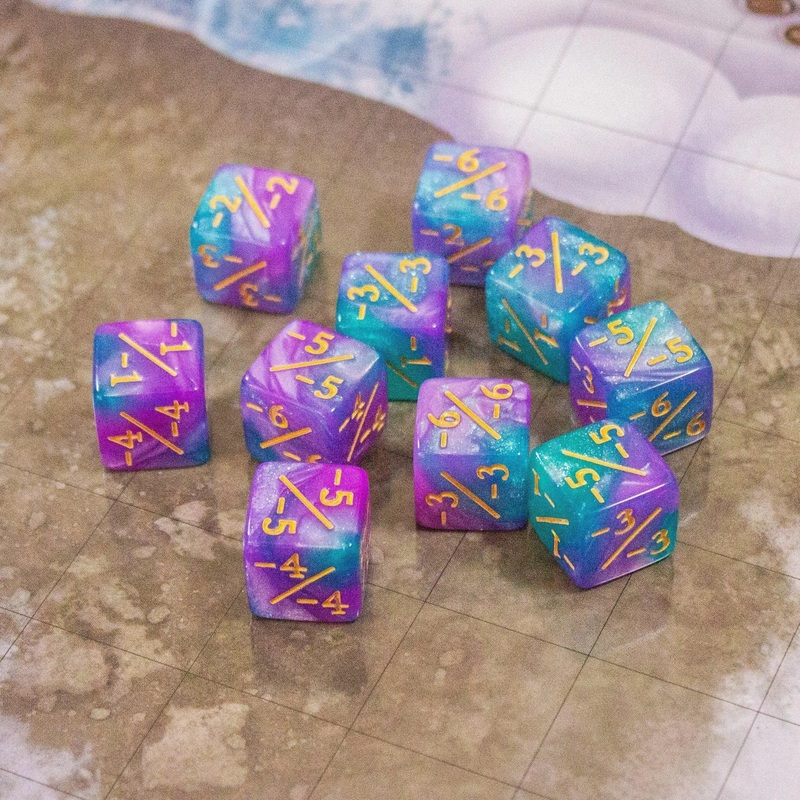 Purple and Green Galaxy Counter Dice