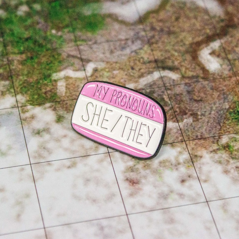 She/They Enamel Pronoun Pin