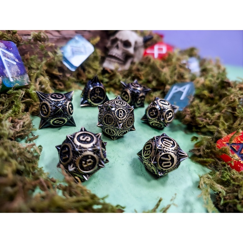 The Titan's Tribute | Metal Caltrop Dice Set