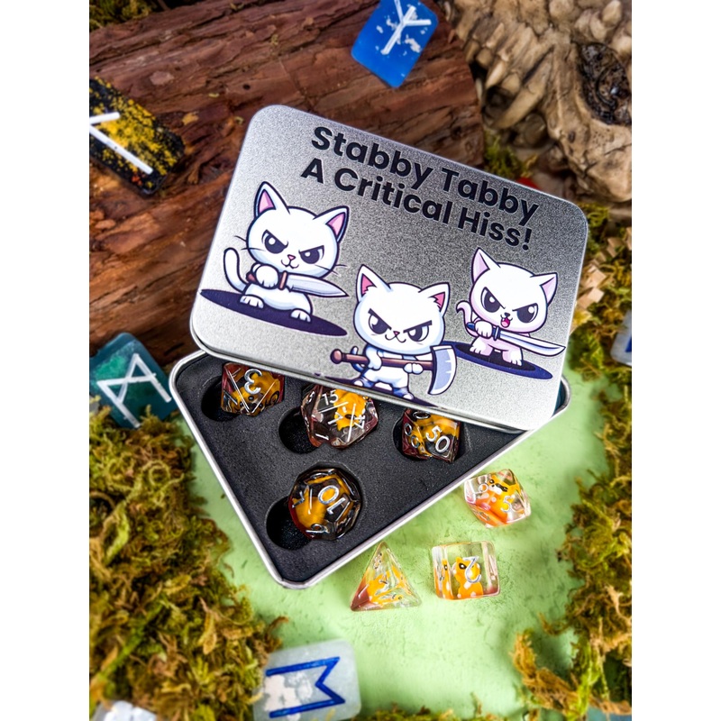 Stabby Tabby - Cat Dice Tin