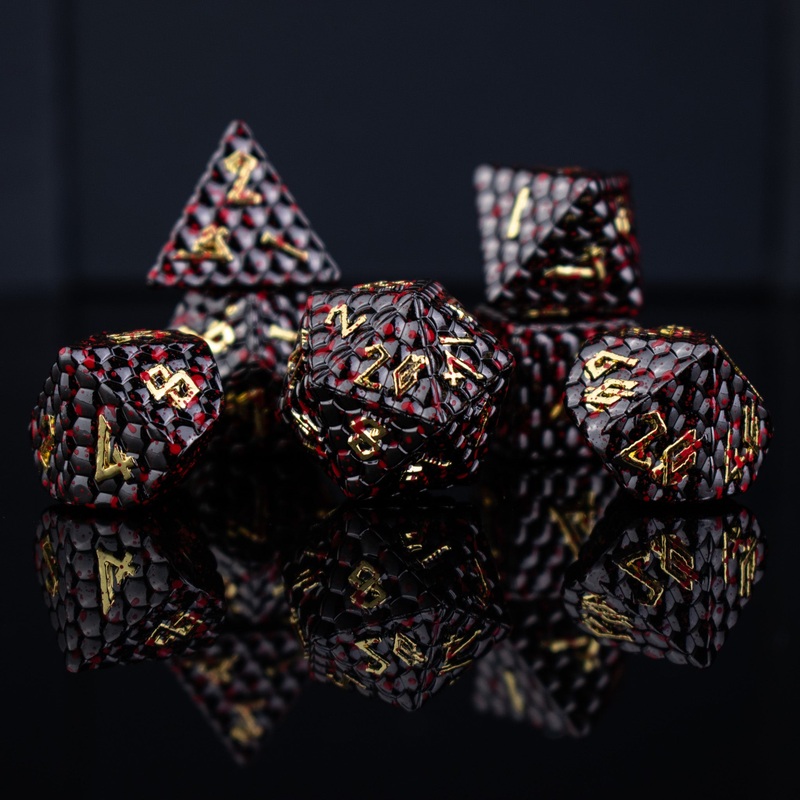 Bloodied Black Dragon's Egg Metal Dice Set