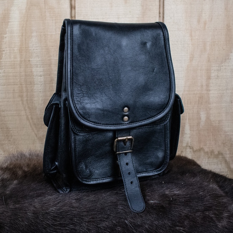The Cottage Leather Mini Backpack - Black