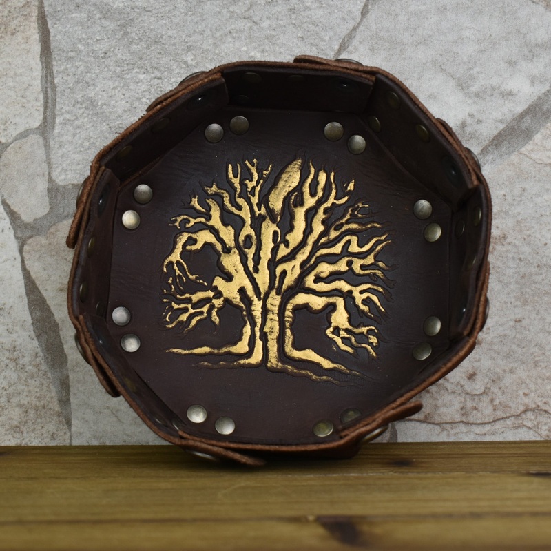 Tree of Life Leather Dice Tray