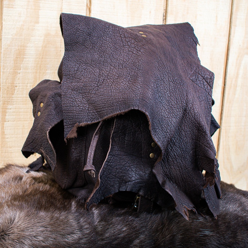 Water Buffalo Leather Hide Backpack - Brown