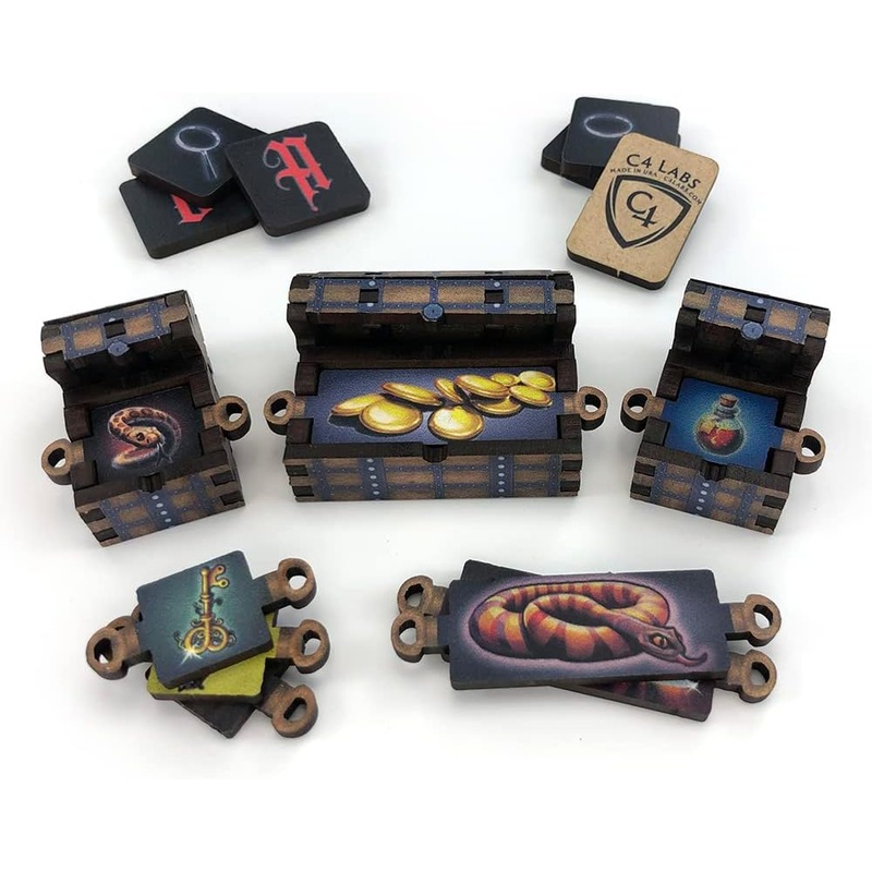 C4Labs Dungeon Chest Set | Interchangeable Contents | DND Battle Map Terrain | D&D Mat Terrain, RPG | 25mm