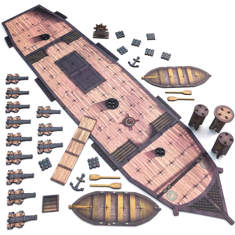 Large D&D Ship | 25 Long | Full Color on Wood | Portable | Upper & Lower Deck | 1 Battle Terrain | DND Pathfinder TTRPG | C4Labs | Original