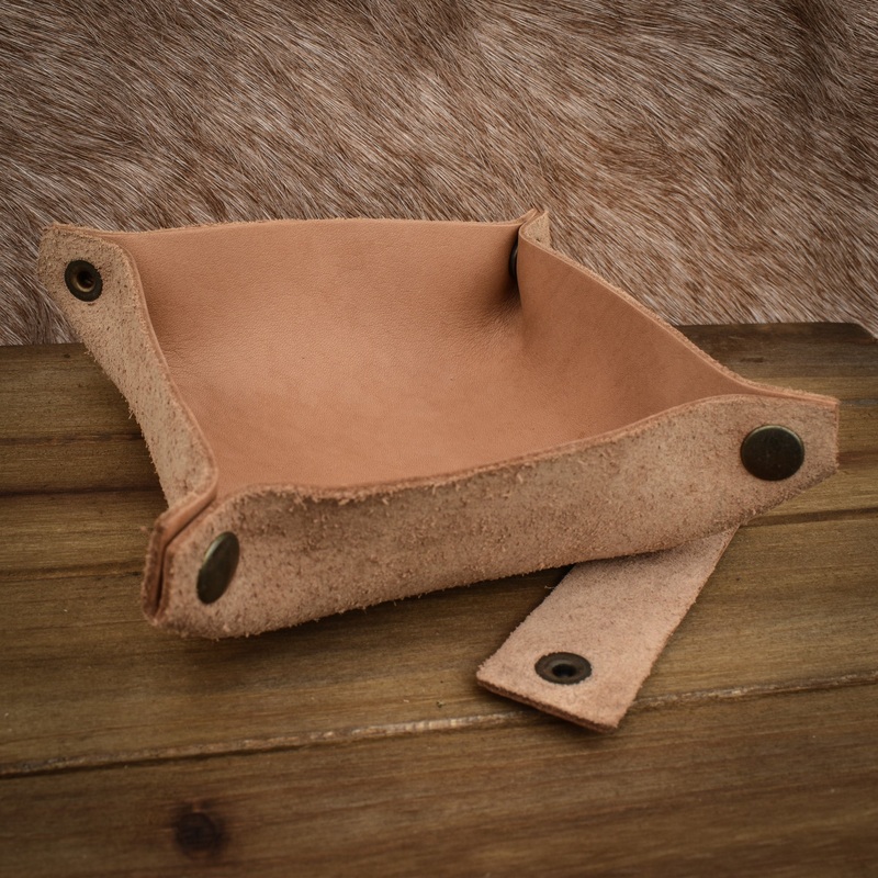 Leather Collapsible Dice Tray (Natural Tan)