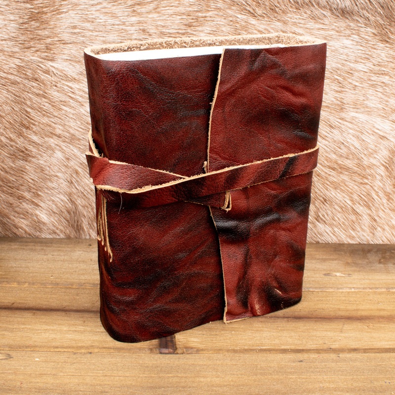 Natural Edge Crunched Cowhide Wrapped Leather Journal