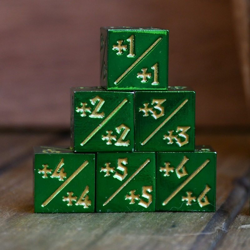 -1/-1 Counter Dice- Green, 6ct.