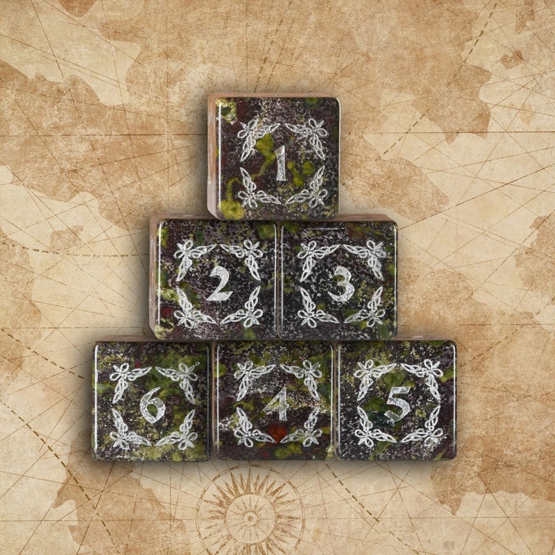 Celtic Dragon Blood Jasper Stone D6 Set  Dice Around the World Collection