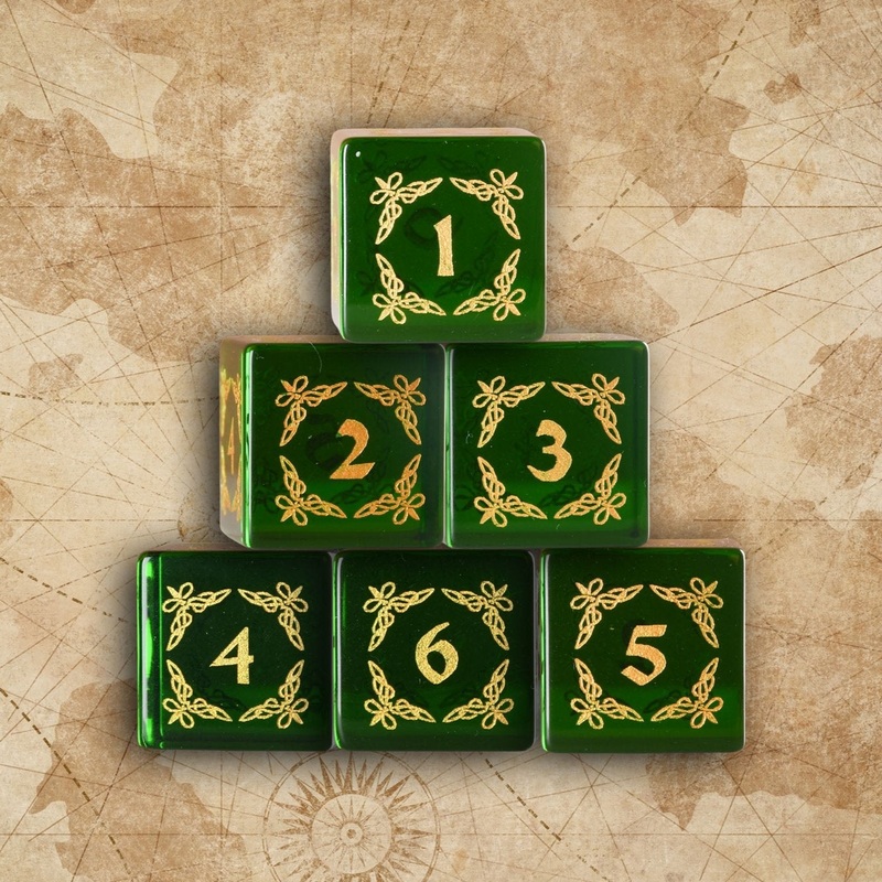Celtic Green Glass D6 Set- Dice Around the World Collection