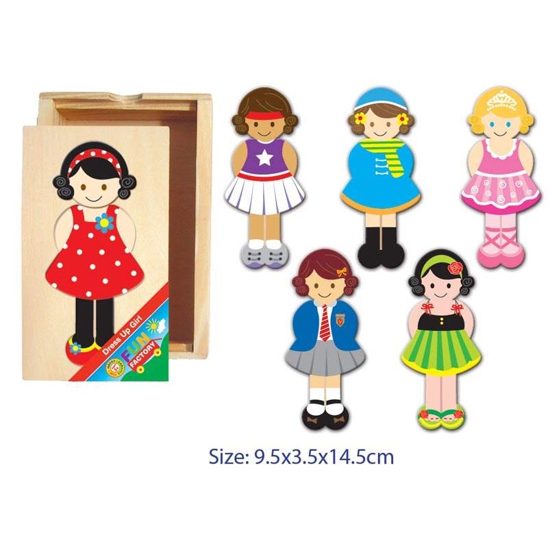 Fun Factory - 18pcs Mix & Match Dress Up Girl Wooden Puzzle Set