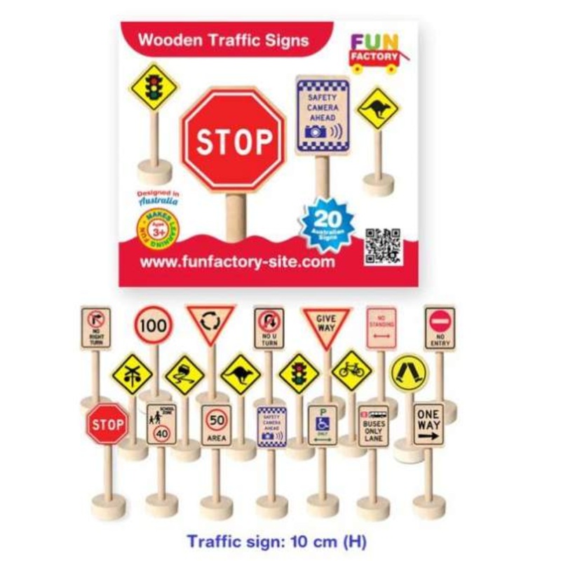 Fun Factory - 20 Pcs Wooden Traffic Sign