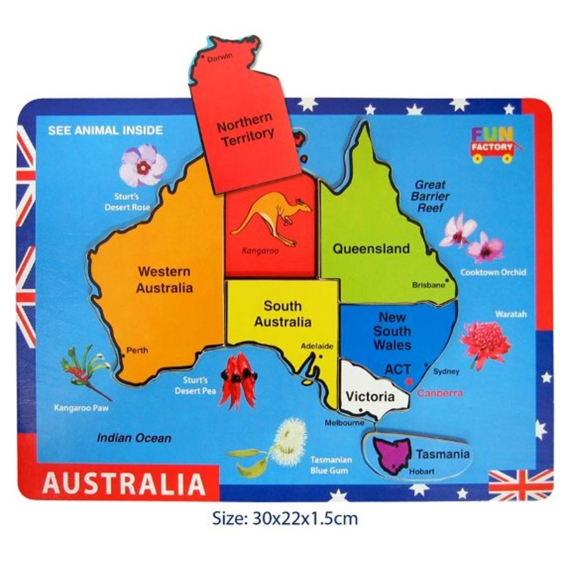 Fun Factory - Raised Wooden Puzzle  Australia Map