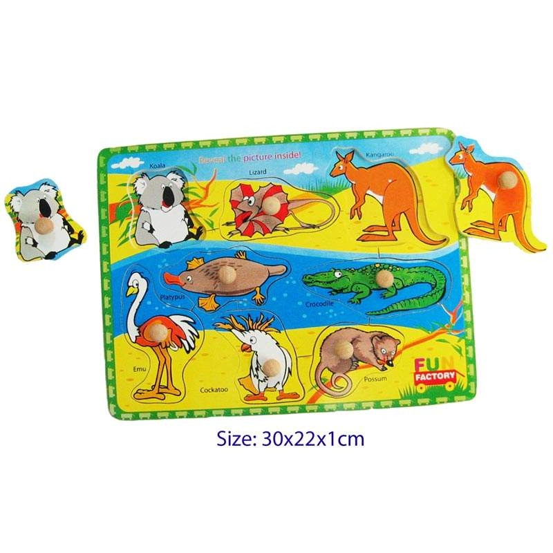 Fun Factory - Wooden Puzzle with Knobs - Australian Animals