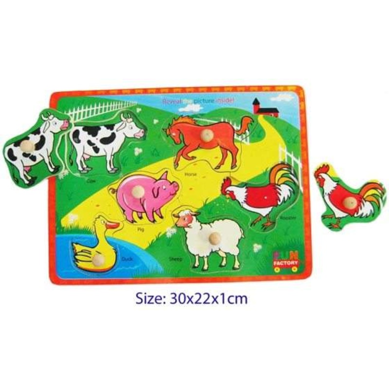 Fun Factory - Wooden Puzzle with Knobs - Farm