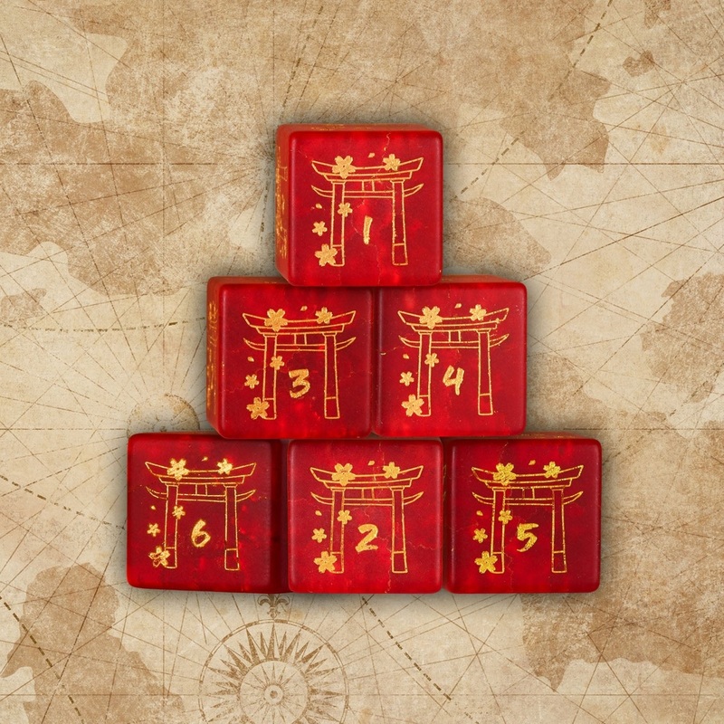 Japanese Frosted Red Glass Stone D6 Set - Dice Around the World Collection