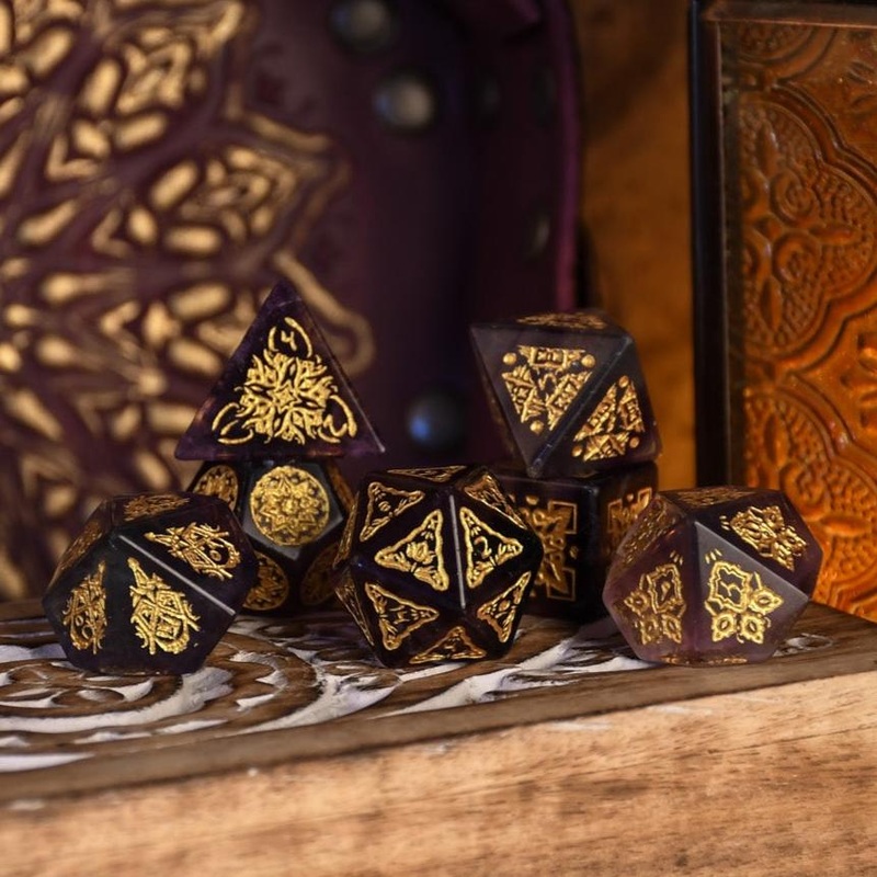 Moroccan Purple Fluorite Stone Dice Set - Dice Around the World Collection