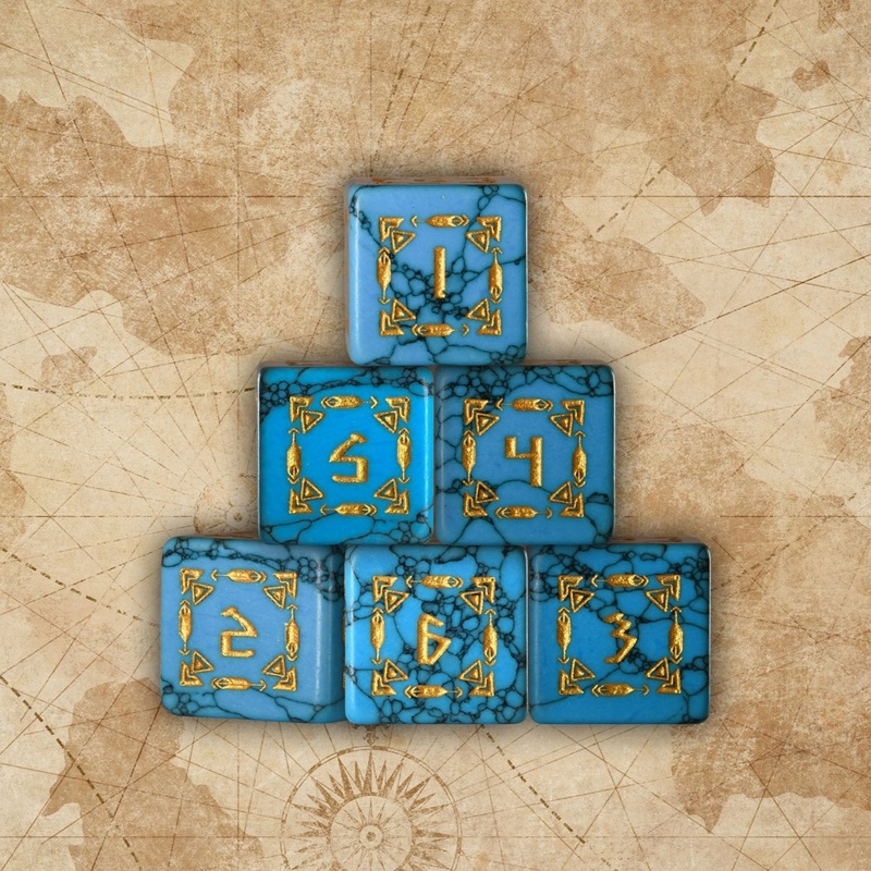 Navajo Turquoise Stone D6 Set- Dice Around the World Collection