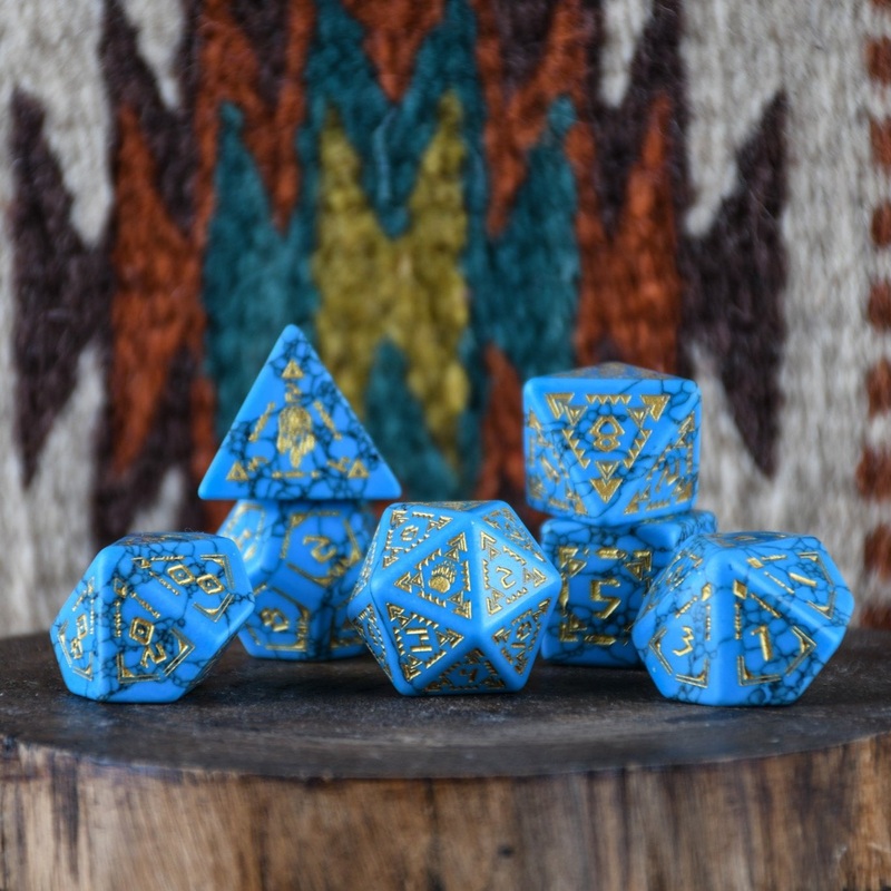 Navajo Turquoise Stone Dice Set - Dice Around the World Collection