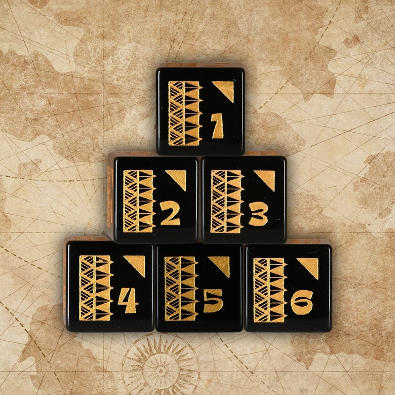 Polynesian Black Obsidian Stone D6 Set - Dice Around the World