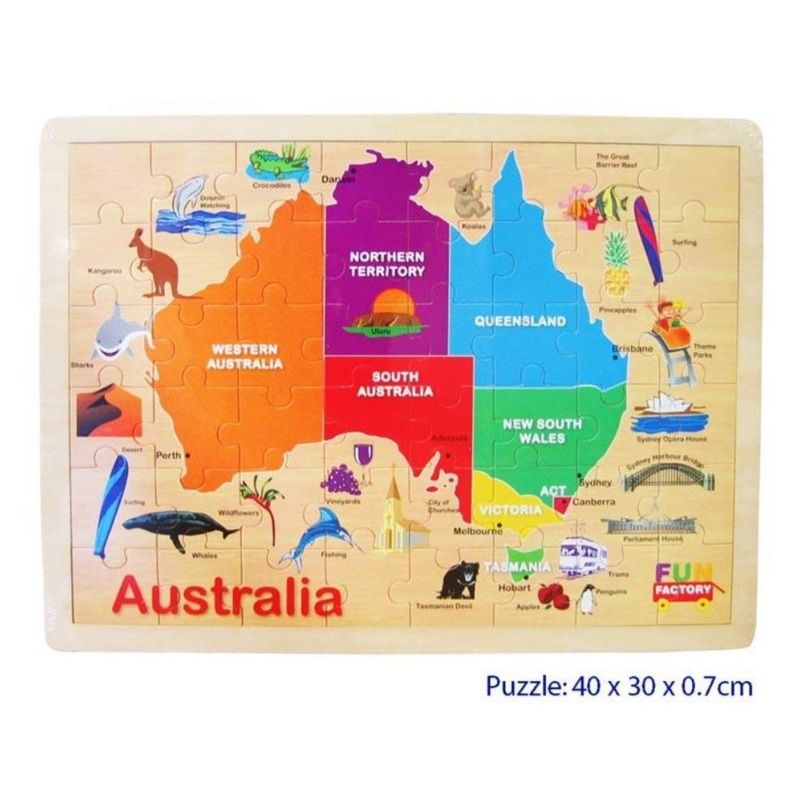 48 Pcs large Wooden AUSTRALIAN MAP Jigsaw Puzzle
