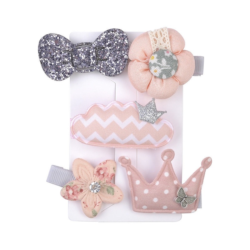 5 Pcs Kids Hair Clips (PASTEL CORAL Cloud)