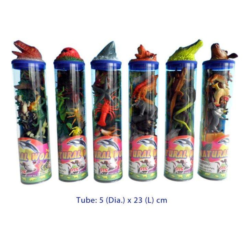 7 Pcs Plastic Animals with playmat in a tube - INSECTS