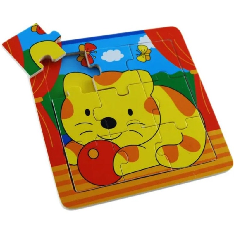 Elka - 9 Pcs Wooden CAT Jigsaw Puzzle