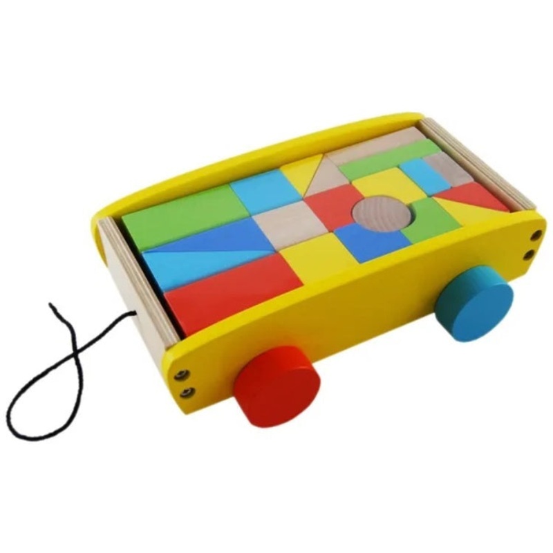 Elka - Mini Wooden Pull A long Cart and Blocks