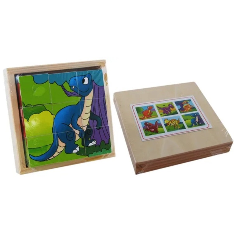 Elka - Wooden Cube Puzzle - Dinosaurs