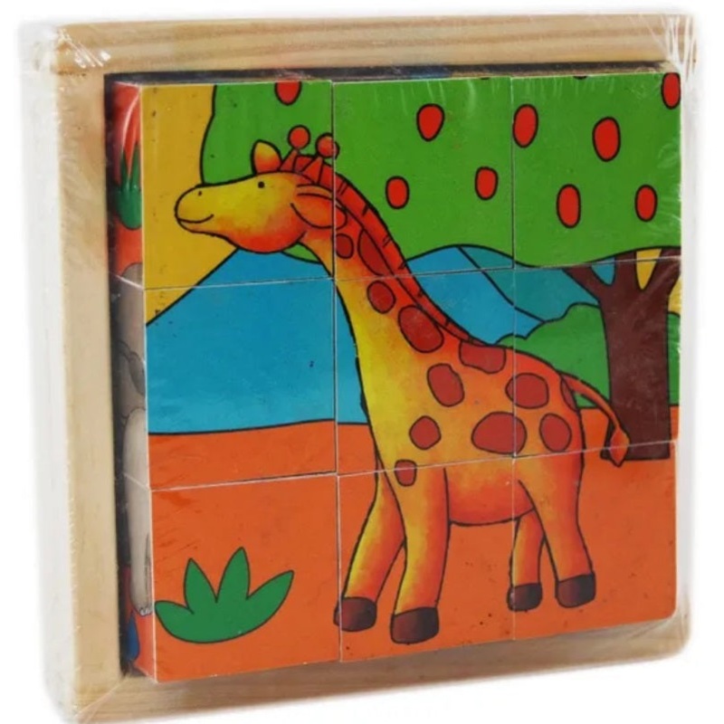Elka - Wooden Cube Puzzle - Zoo Animals