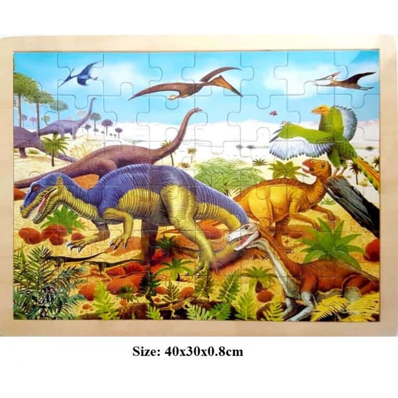 Fun Factory - 48 Pcs large Wooden DINOSAUR Jigsaw Puzzle