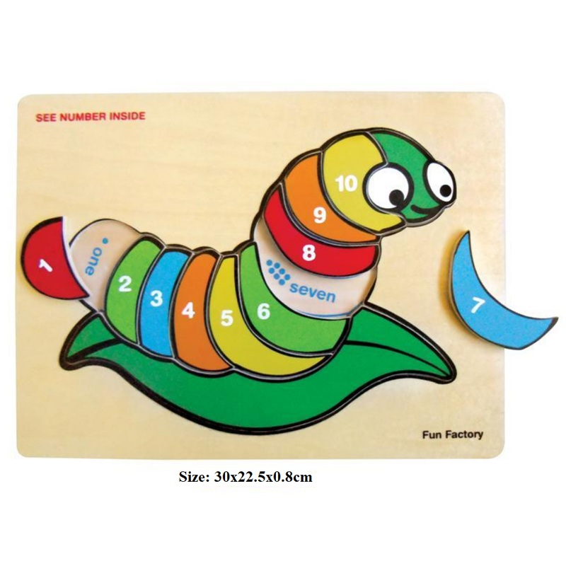 Fun Factory - Raised Wooden Puzzle Numbers -Silk Worm
