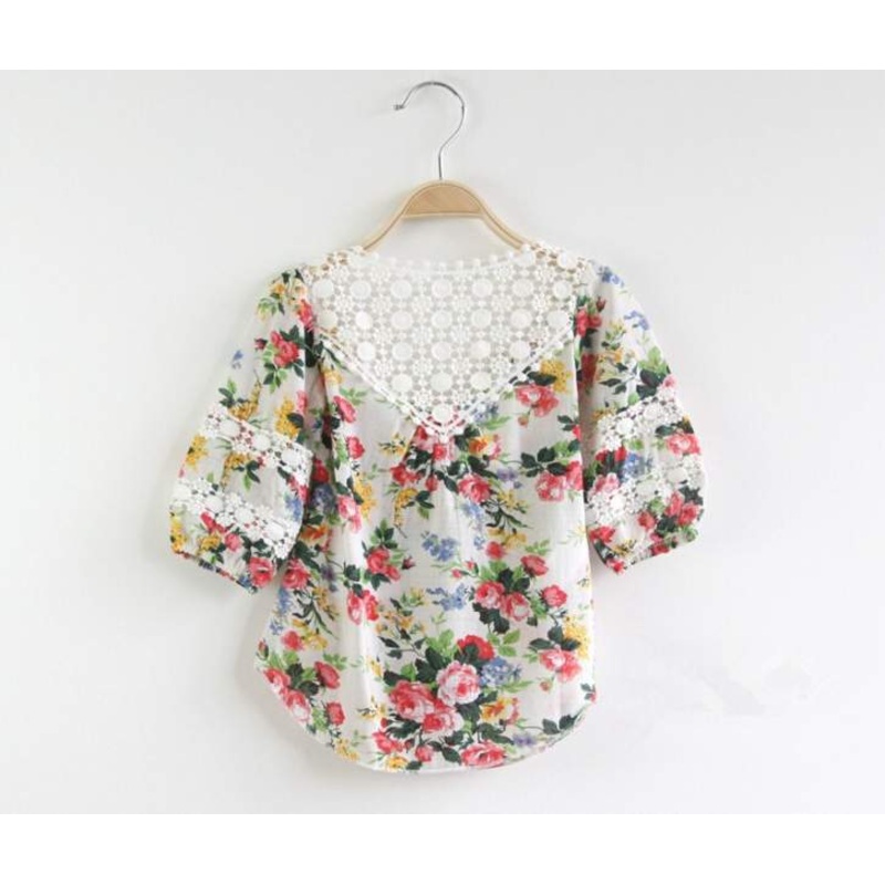 Girls Lace Embroidered Coloured  Shirts