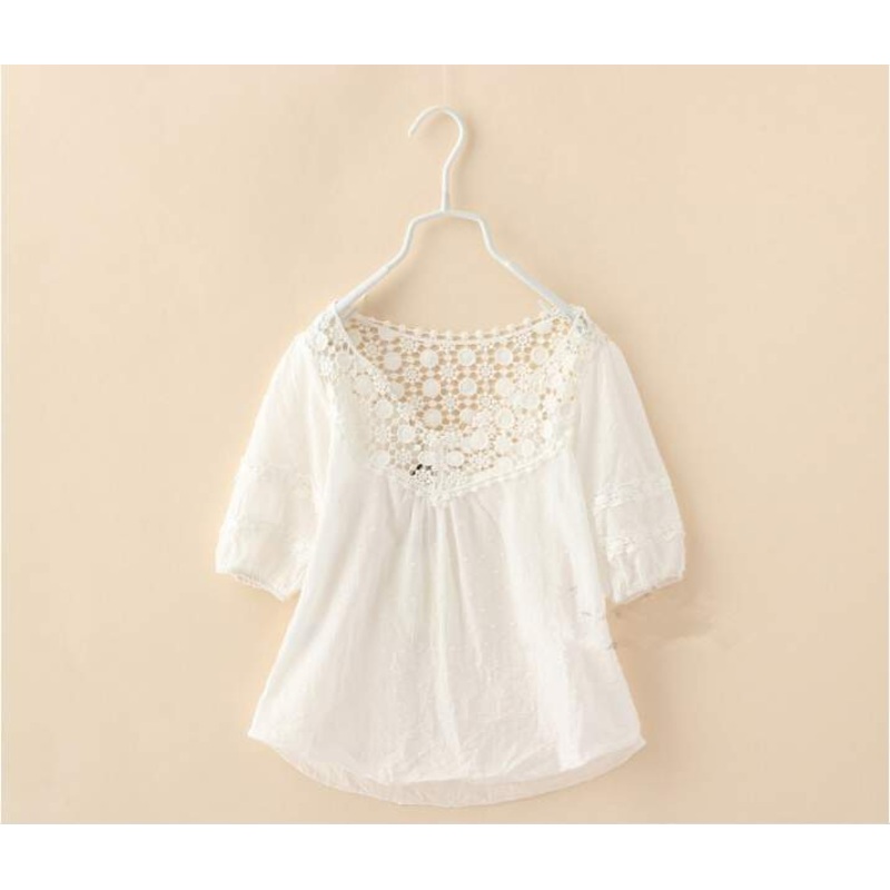 Girls Lace Embroidered White Shirts