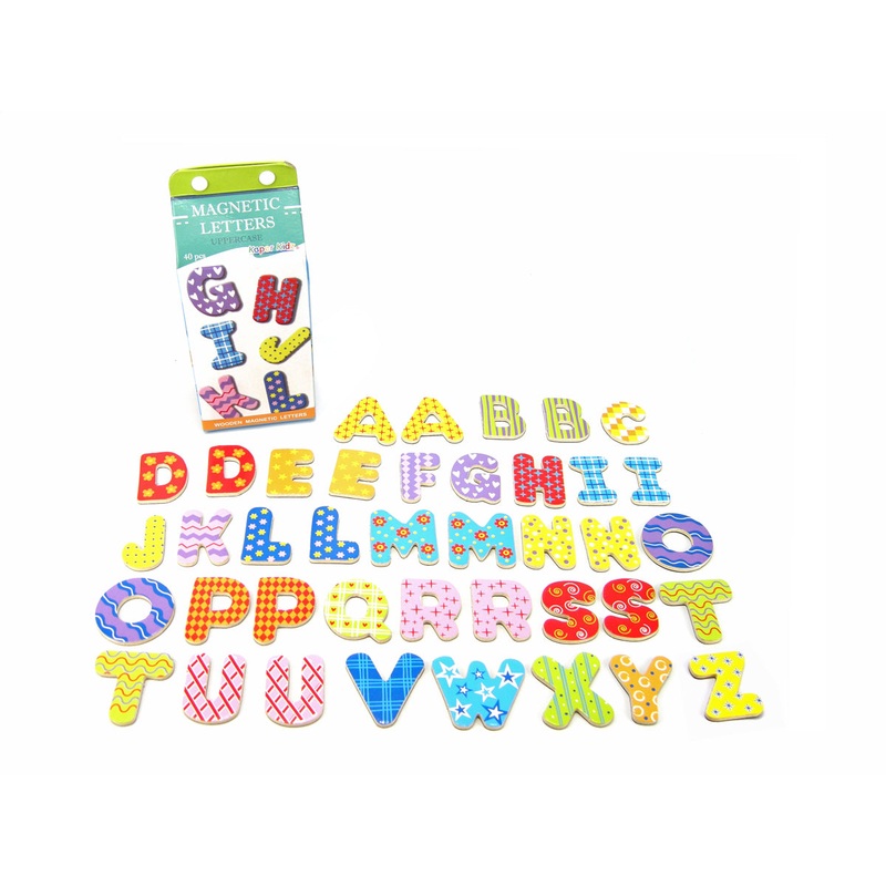Kaper Kidz - 40 Pcs Wooden Magnetic Alphabet Letters UPPER CASE