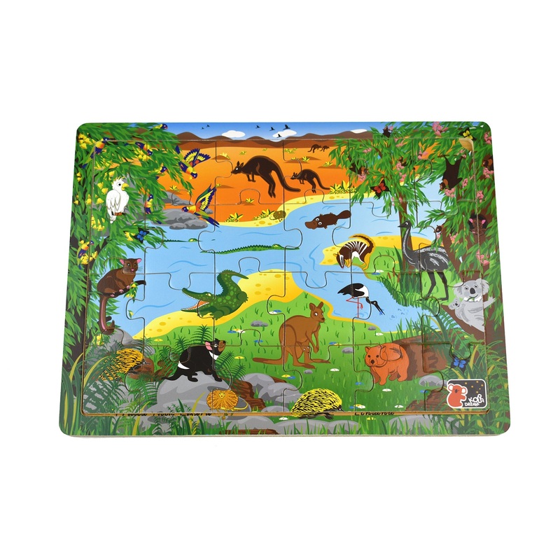 Koala Dream - 24 Pcs Wooden AUSTRALIA ANIMALS and NAME Jigsaw Puzzle